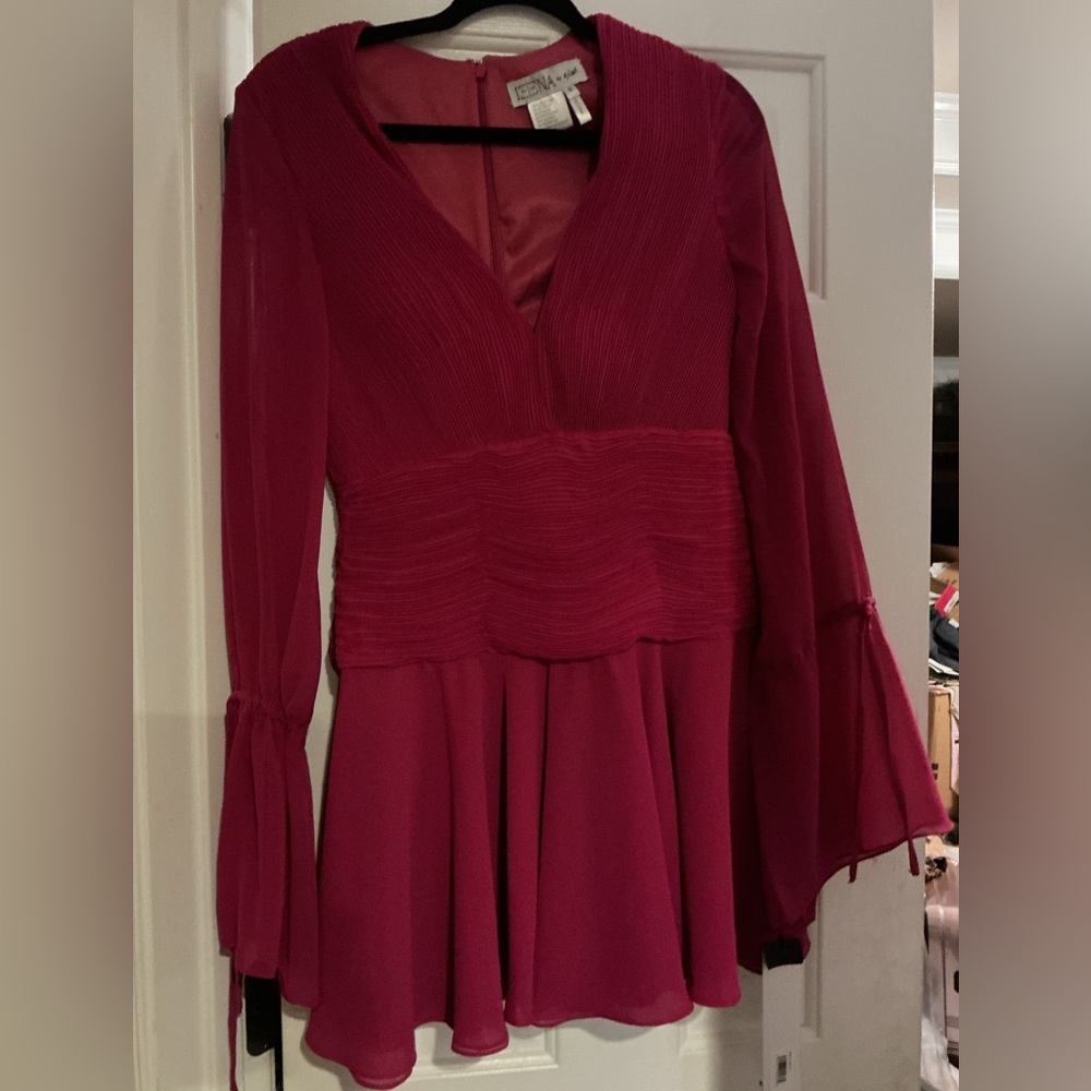 Mac Duggal Vibrant Pink Long Sleeve Dress